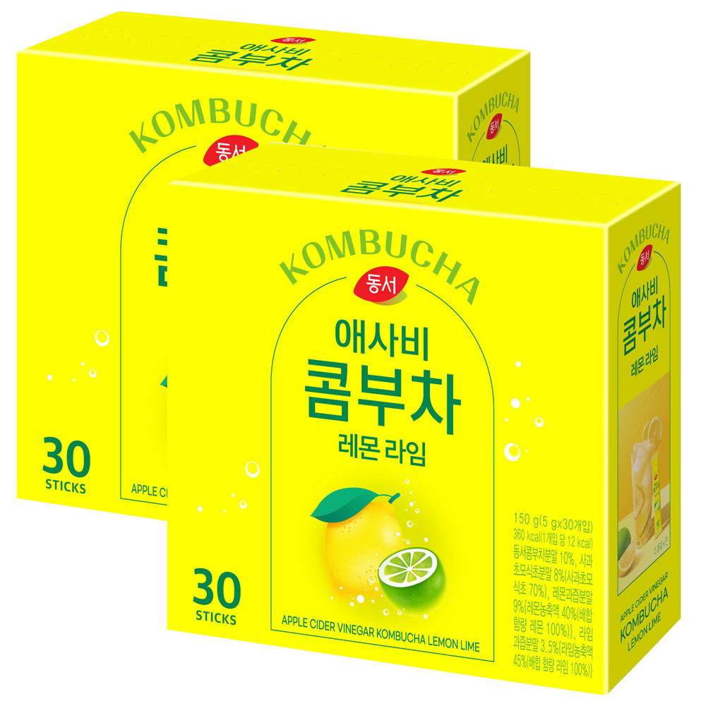 애사비 콤부차 레몬라임 150g 30Tx2개 총 60T
